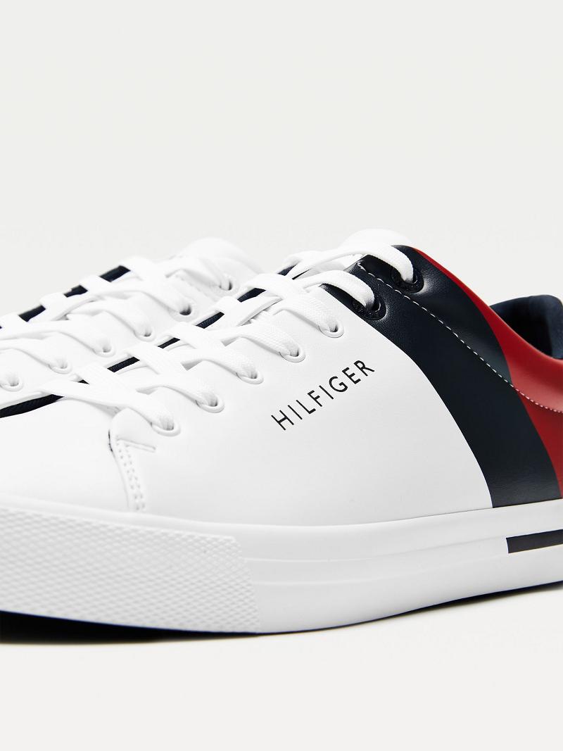 Férfi Tommy Hilfiger Flag Alkalmi Cipő Fehér | HU 1444FDN